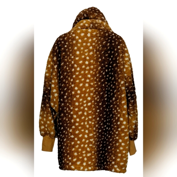 FALL FASHION BumbleBella Caramel Snow Leopard Snuggly XL 1X Jacket Thumb holes! - Picture 3 of 11